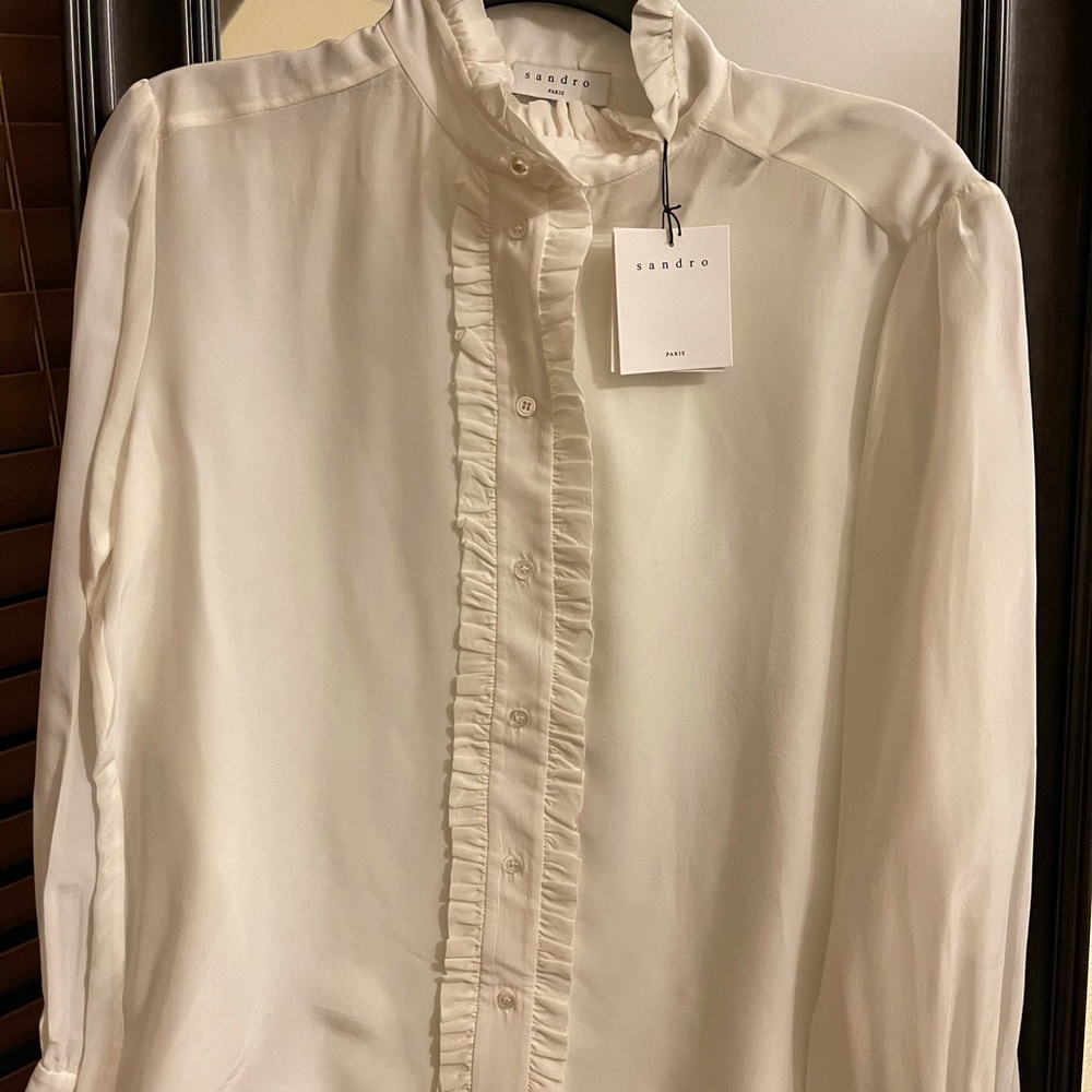 Sandro, ruffled silk blouse